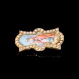 BEAUTIFUL SILVER GILT & ENAMEL FIGURAL PIN