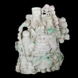 CHINESE CARVED JADE FIGURAL GROUP, 3 IMMORTALS OF GOOD LIFE