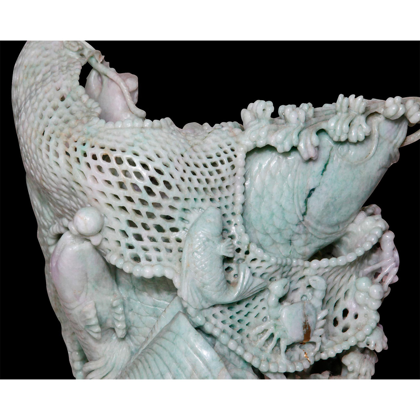 CHINESE CARVED JADE MONUMENTAL FIGURAL GROUP, CARP FISH AND IMMORTALS - Image 3 of 10