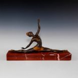 ART DECO BRONZE SCULPTURE, SEMI NUDE