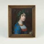 BRASS FRAMED MINIATURE PAINTING OF A LADY