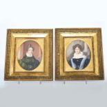 GROUP OF TWO FRAMED MINIATURE PORTRAITS, FRAMED AND SIGNED BY ARTIST JOHANN HEINRICH SCHRAMM