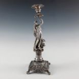 SOUTH AMERICAN BRAZILIAN SILVER CANDLESTICK OF FEMALE & CAMEL