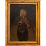 OIL ON CANVAS, STREET VIOLINIST, ARTIST K. KALINSKI