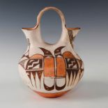 NATIVE AMERICAN ACOMA PUEBLO POTTERY WEDDING VASE