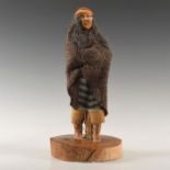 NATIVE AMERICAN CLAY PORTRAIT DOLL, ARTIST SIGNED