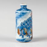 CHINESE QING DYNASTY BLUE & WHITE IRON RED SNUFF BOTTLE
