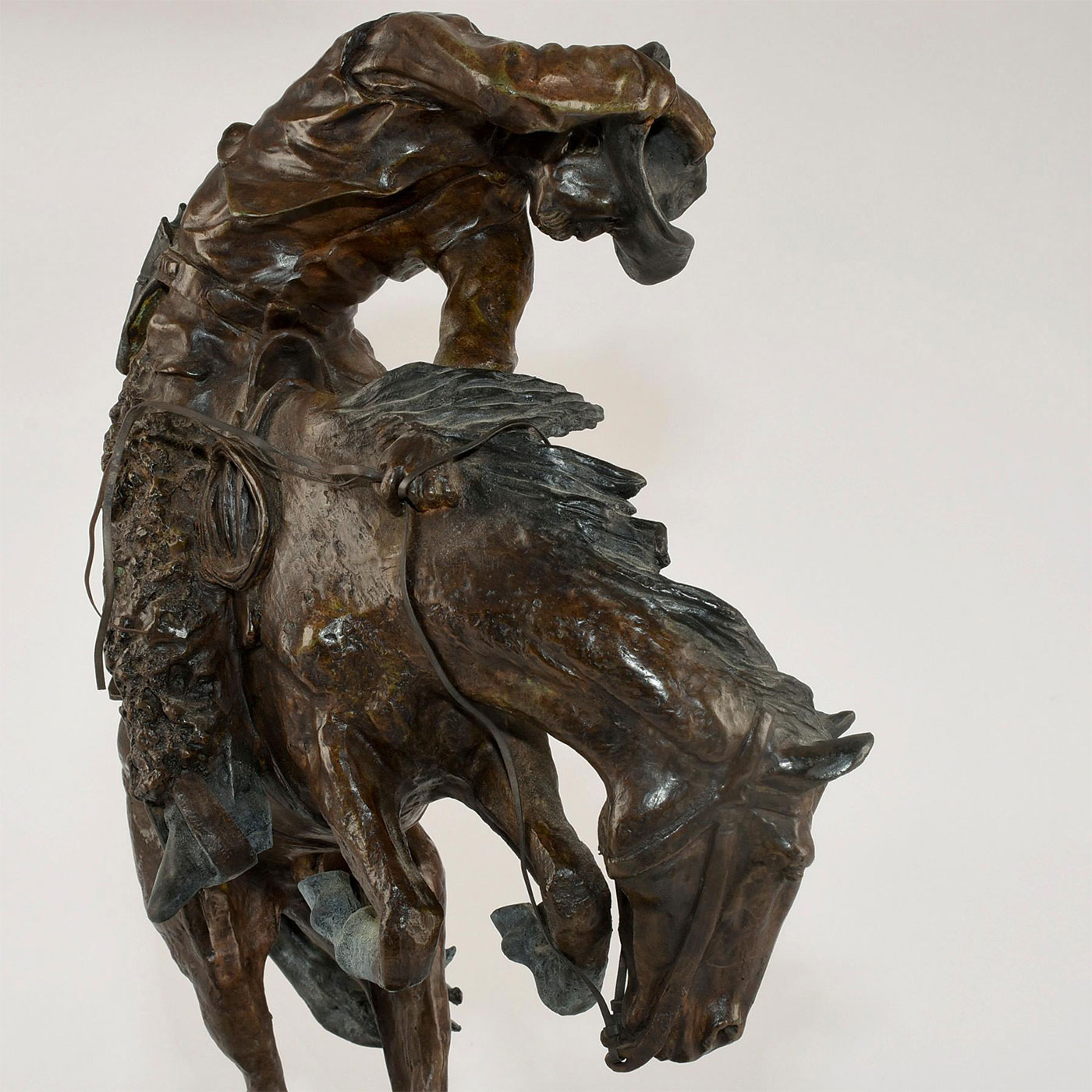 AFTER REMINGTON EQUESTRIAN BRONZE SCULPTURE - Image 6 of 9