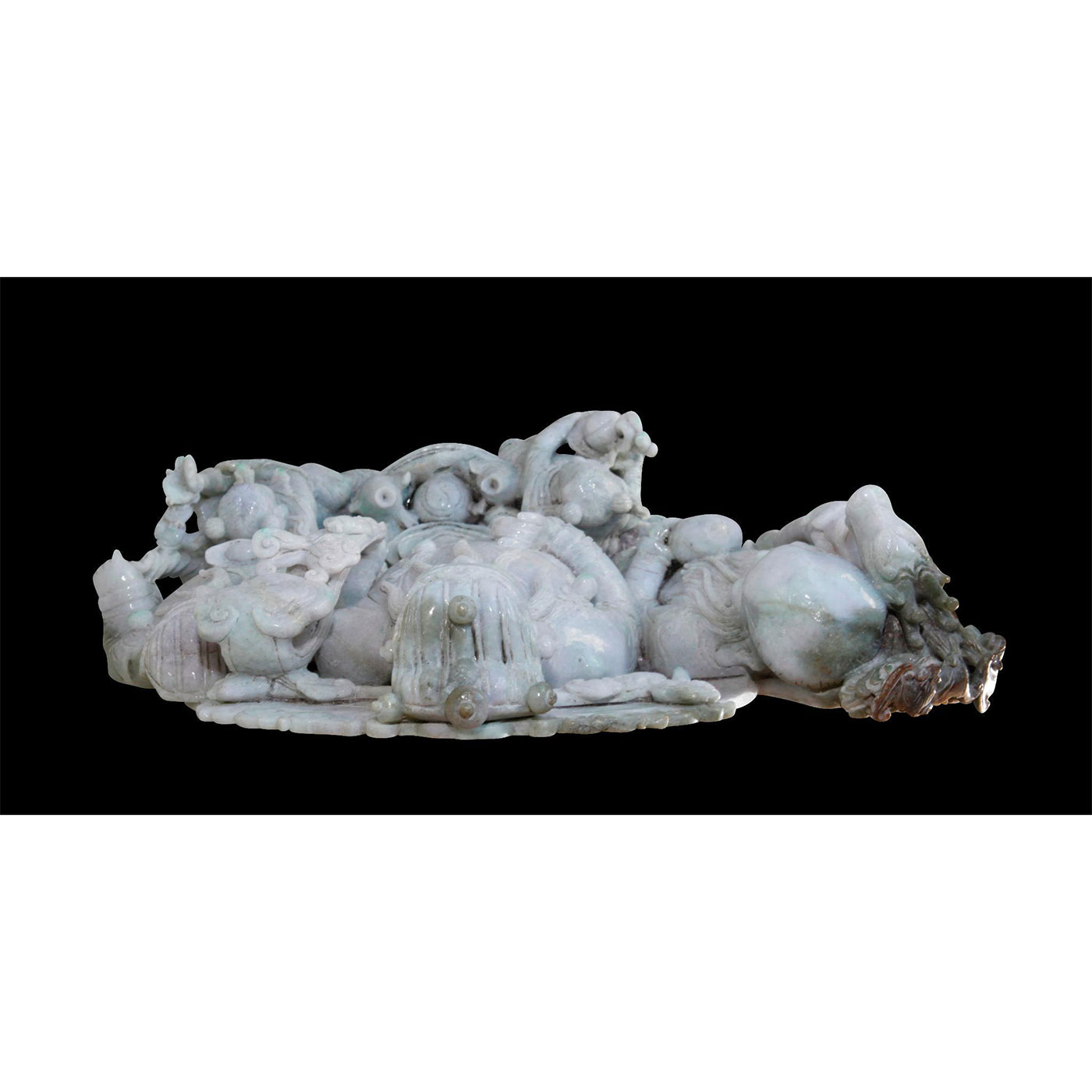 CHINESE CARVED JADE MONUMENTAL FIGURAL GROUP, 3 IMMORTALS OF GOOD LIFE - Image 12 of 21