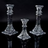 SET OF 3 WATERFORD CRYSTAL LISMORE CANDLESTICKS