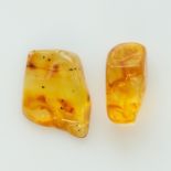 2 FREE FORM POLISHED HONEY COPAL AMBER NUGGETS