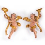 PAIR OF 18TH CENTURY CHERUB ANGEL CANDLE SCONCES