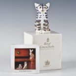 ROYAL CROWN DERBY GREY KITTEN ANIMAL FIGURINE