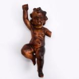 19TH CENTURY POLYCHROME WOODEN CHERUB ANGEL