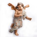 BAROQUE PERIOD LARGE WOODEN CHERUB PUTTI ANGEL