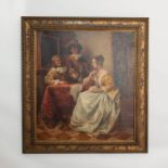 LARGE PARCEL GILT FRAMED OIL FLEMISH STYLE SCENE