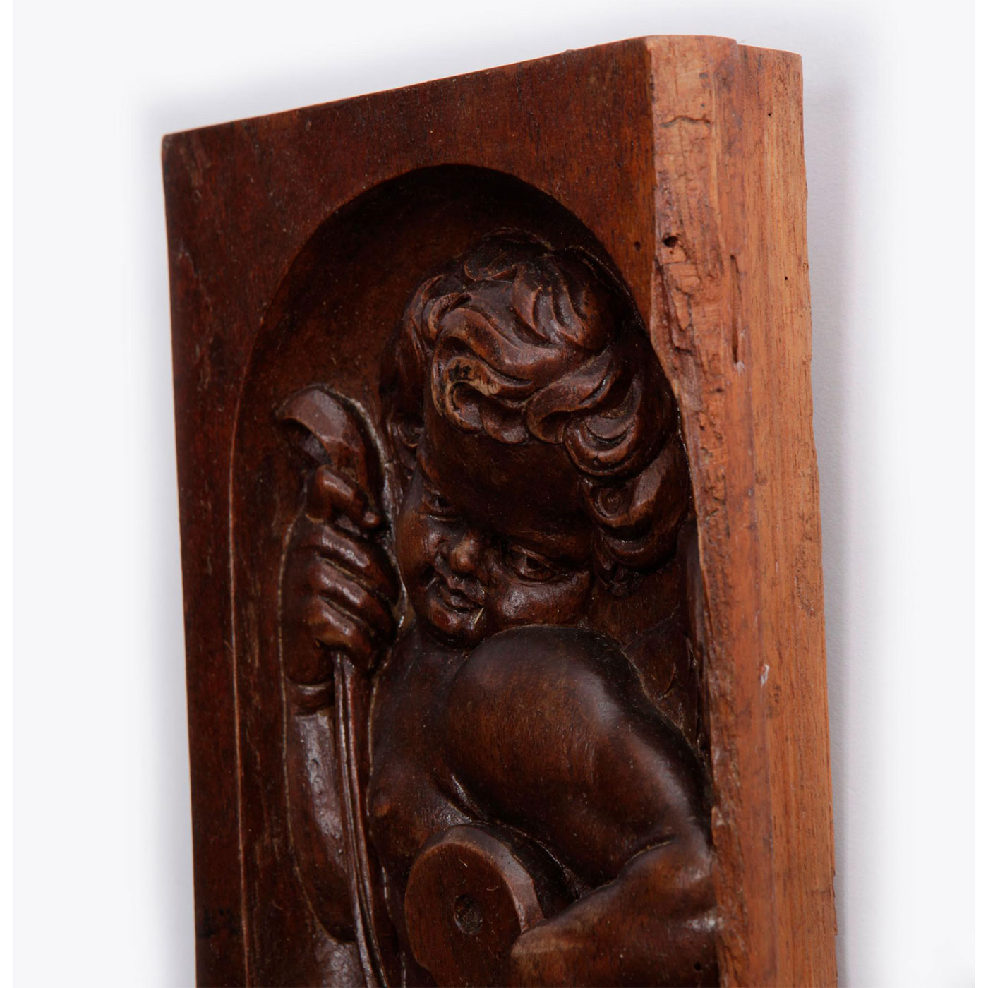 HAND CARVED WOODEN PLAQUE WARRIOR ANGEL WITH SHIELD - Image 5 of 6