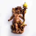 ART DECO POLYCHROME CHERUB ANGEL CANDEL SCONCE