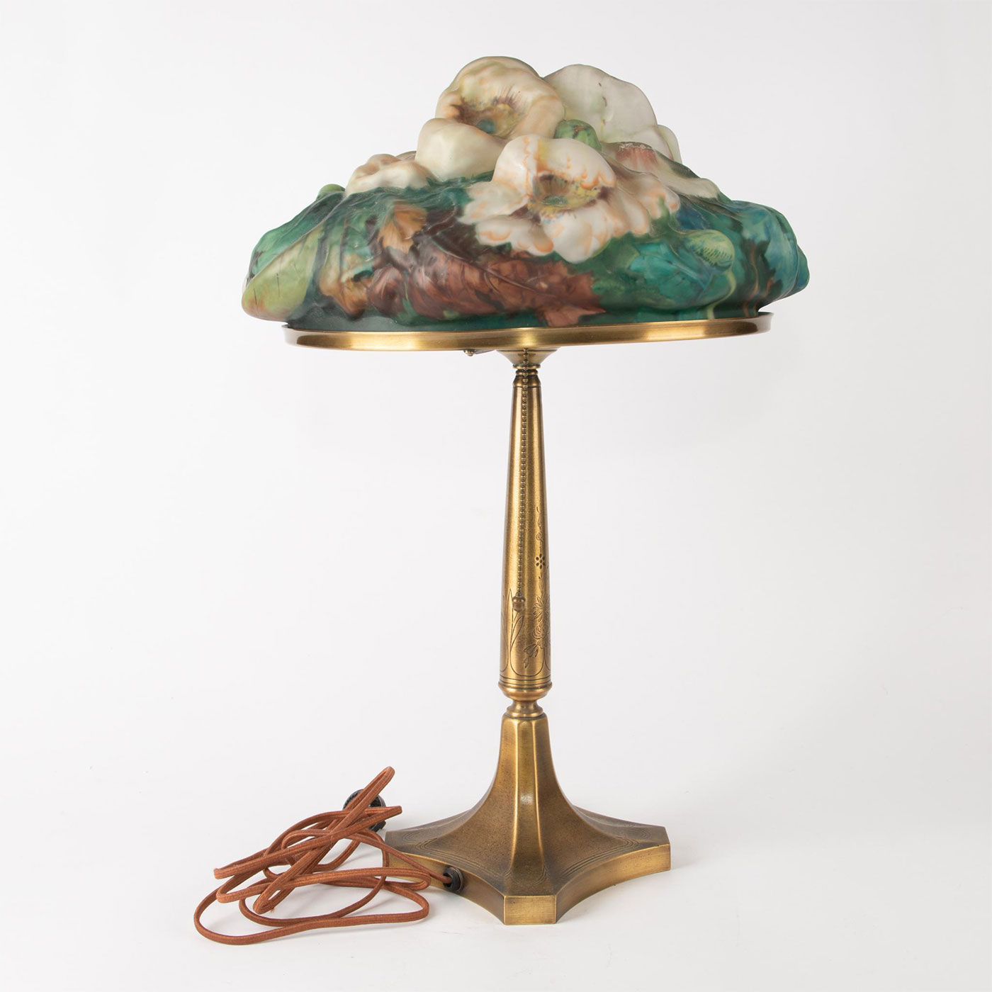 PAIRPOINT FLORAL PUFFY TABLE LAMP - Image 5 of 10