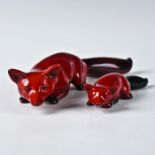 PAIR OF ROYAL DOULTON FLAMBE FOX ANIMAL FIGURINES