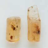 2 POLISHED LIGHT HONEY COPAL AMBER RODS W. MANY INSECTS