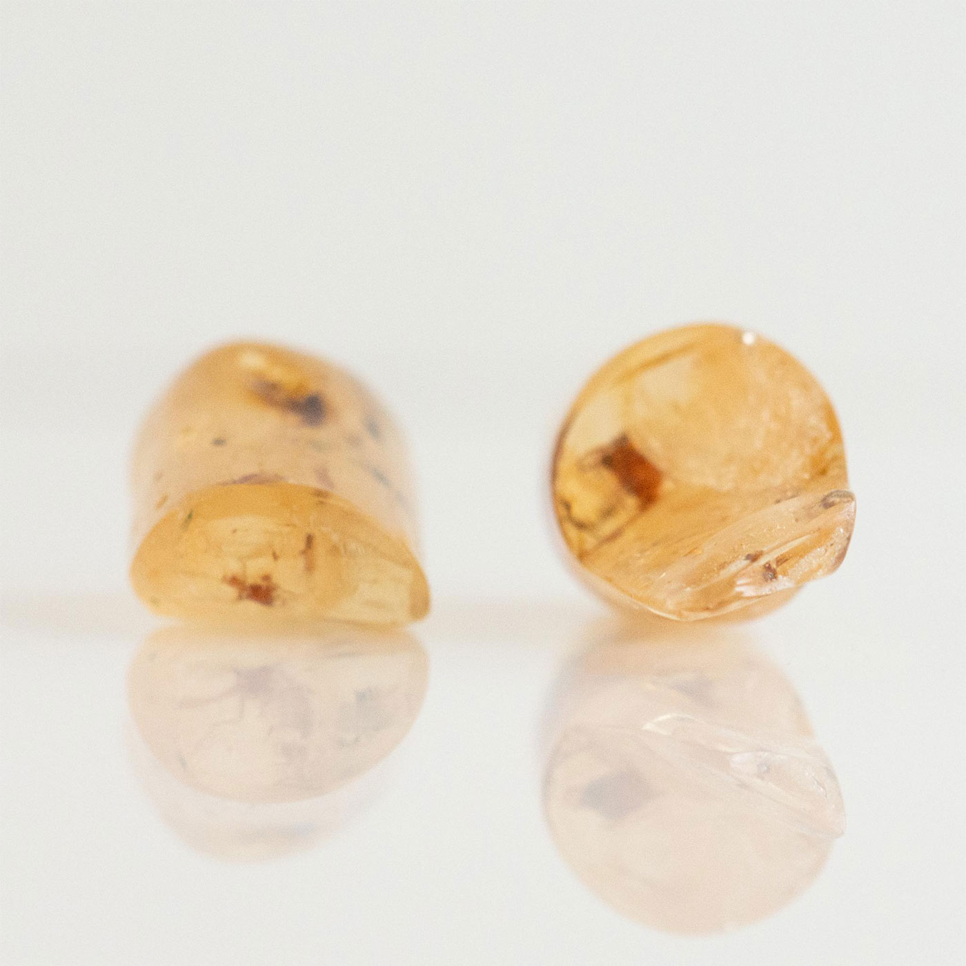 2 POLISHED LIGHT HONEY COPAL AMBER RODS W. MANY INSECTS - Image 4 of 8
