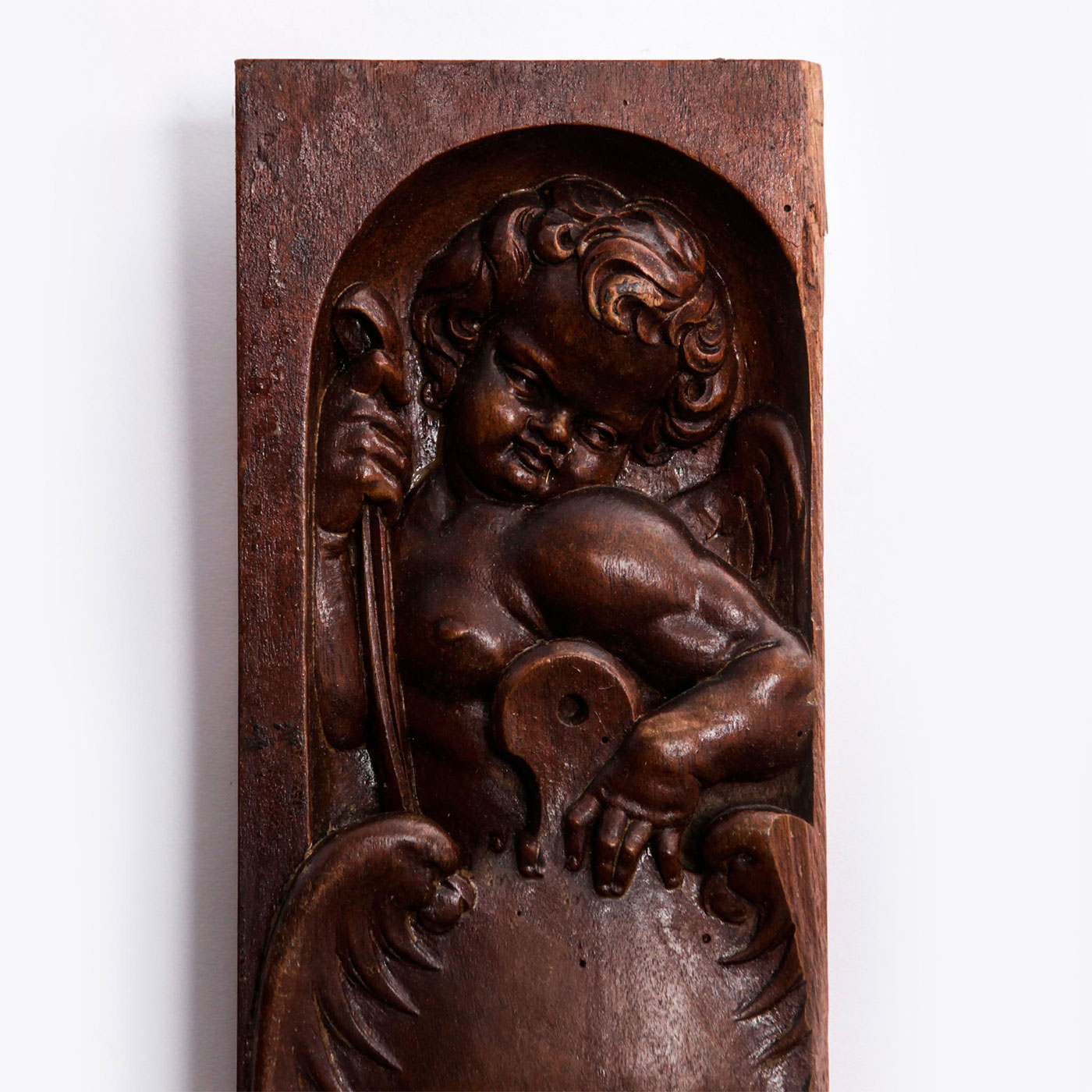 HAND CARVED WOODEN PLAQUE WARRIOR ANGEL WITH SHIELD - Image 3 of 6