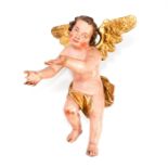 18TH CENTURY POLYCHROME BAROQUE WOODEN ANGEL