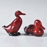 2 ROYAL DOULTON FLAMBE DUCK ANIMAL FIGURINES