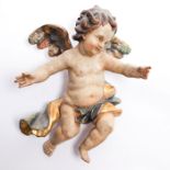 18TH CENTURY POLYCHROME BAROQUE WOODEN ANGEL