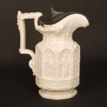 STAFFORDSHIRE SALTGLAZE NEO GOTHIC REVIVAL APOSTLE JUG