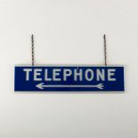 ANTIQUE 2 SIDED, 2 HOOK TELEPHONE ARROW SIGN