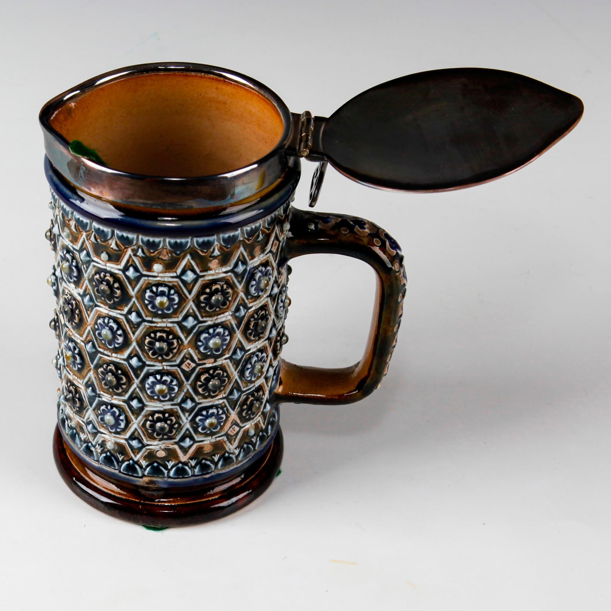 DOULTON LAMBETH ART NOUVEAU SILVERPLATED MUG STEIN - Image 3 of 4