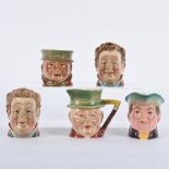 GROUP OF 5 BESWICK CHARACTER JUGS AND SUGAR POTS