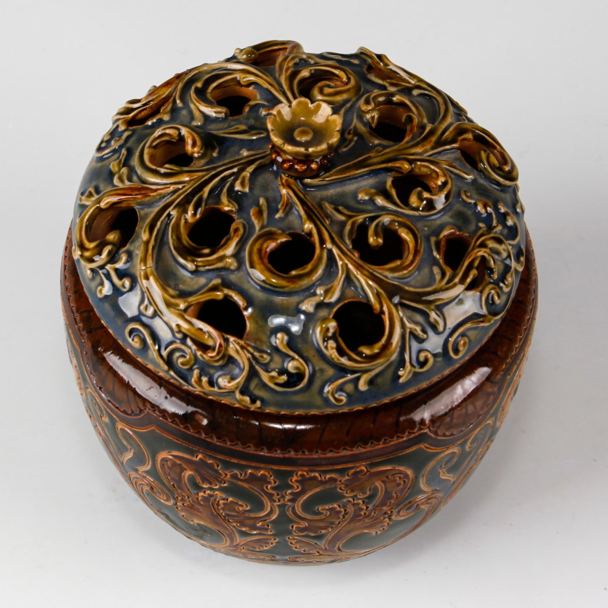 DOULTON LAMBETH LIDDED JAR FLOWER FROG BY MARK MARSHALL - Image 3 of 4