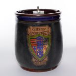 ROYAL DOULTON STONEWARE TOBACCO JAR, QUEENS COLLEGE