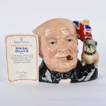 ROYAL DOULTON LARGE CHARACTER JUG, W. CHURCHILL D6907