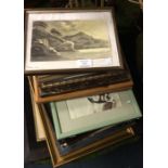 A quantity of framed and glazed drawings.
