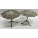 A pair of unusual Edwardian silver bonbon dishes i