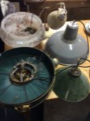 Old enamelled lamps and pendants.