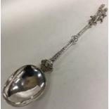 A heavy Continental silver spoon decorated with a