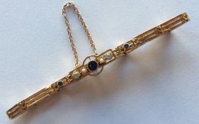 A good sapphire, pearl and diamond bracelet. Appro