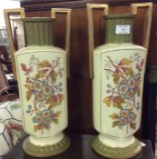 A pair of attractive gilt floral vases.