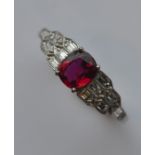 A good French platinum ring in claw mount. Approx.