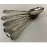 A set of six Georgian OE silver teaspoons. London.