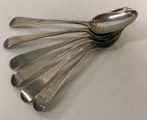 A set of six Georgian OE silver teaspoons. London.