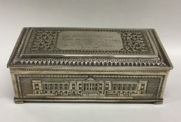 A massive Eastern silver cigarette box depicting t