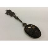 Continental silver spoon mounted with a galleon. A