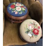Two tapestry top prayer stools.