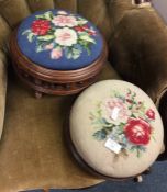 Two tapestry top prayer stools.